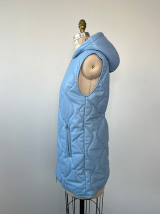 Sky Blue Quilted Faux Leather Hooded Jacket (4)