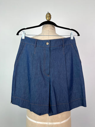 Blue denim-style tailored shorts (6)