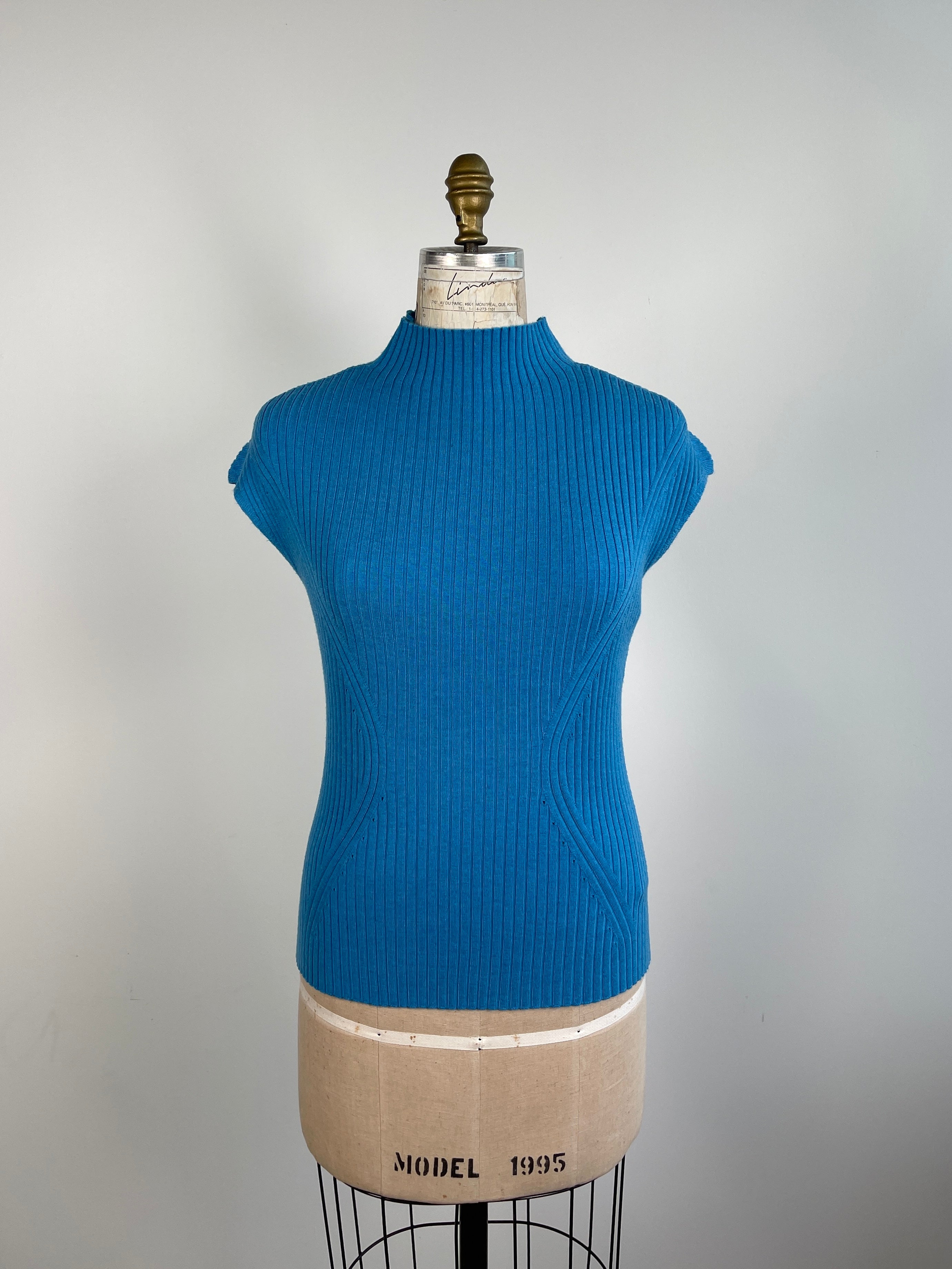 Chandail sans manches en tricot bleu titan S et M