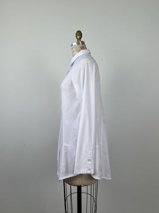 White cotton flared tunic blouse (S)