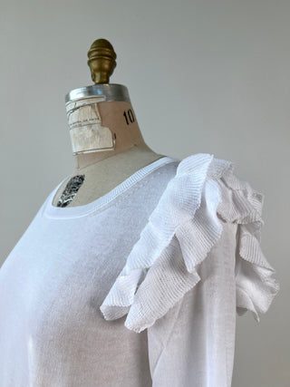 White cotton dress with adjustable frills (XS to M)