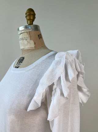 Robe blanche en coton à frisons modulables (XS à M)