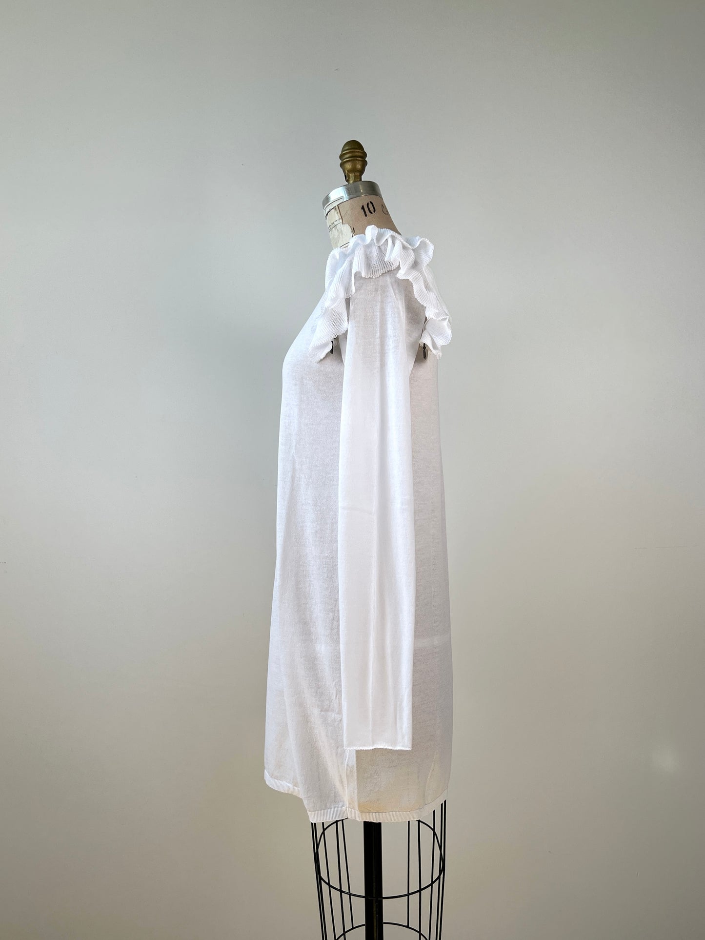 Robe blanche en coton à frisons modulables (XS à M)