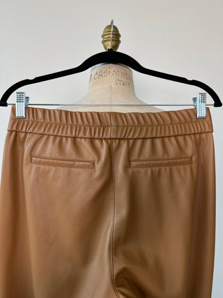 Nutmeg Faux Leather Pants with Elastic Waist (8)