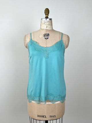 Lagoon blue camisole with matching lace (S)