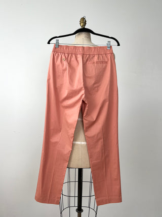 Pantalon en toile de coton rose brique (4)