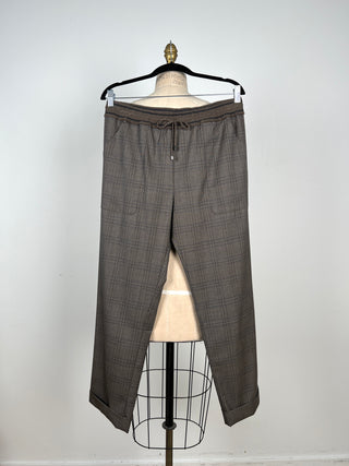 Pantalon tartan façon jogger à ceinture tricot (10+12)