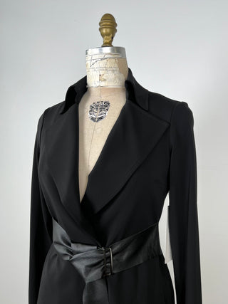 Black Chic Soft Blazer with Leather Belt (S+L)