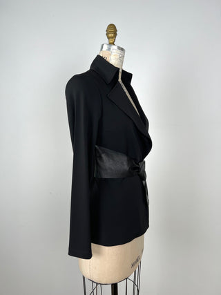 Black Chic Soft Blazer with Leather Belt (S+L)