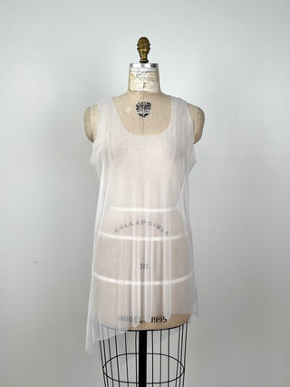 White tulle tunic top (M)