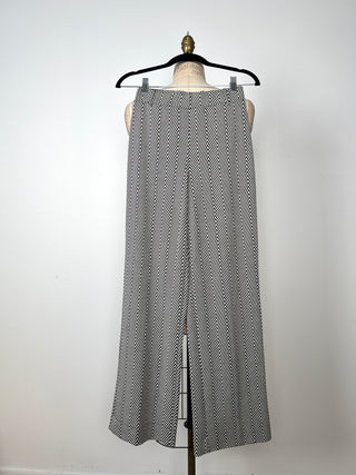 Black and cream herringbone palazzo pants (2)