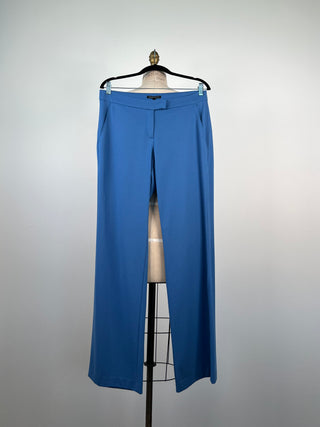 Pantalon mou chic à coupe droite bleu  (M)