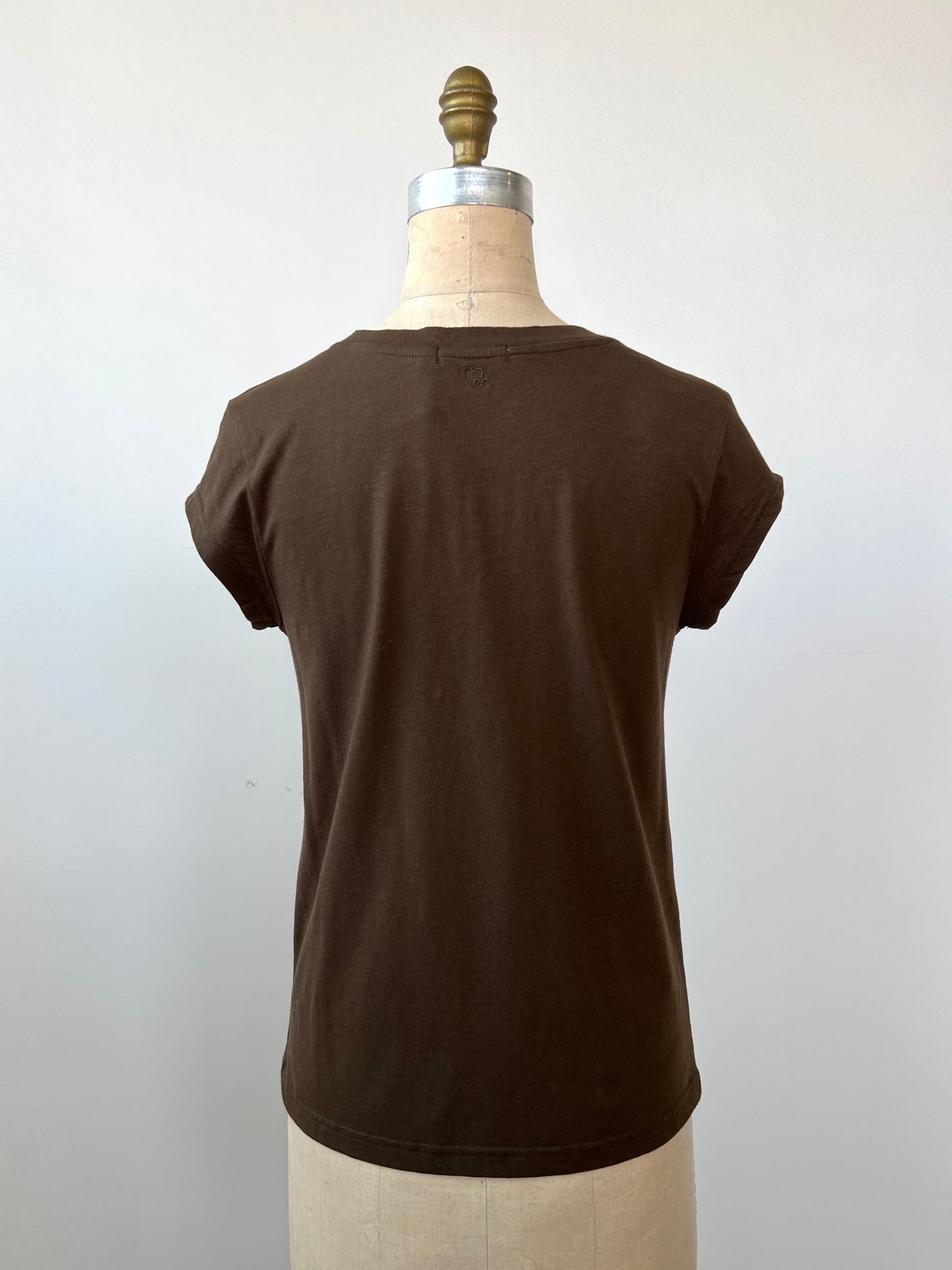 T-shirt en tissage tramé brun olive (S)