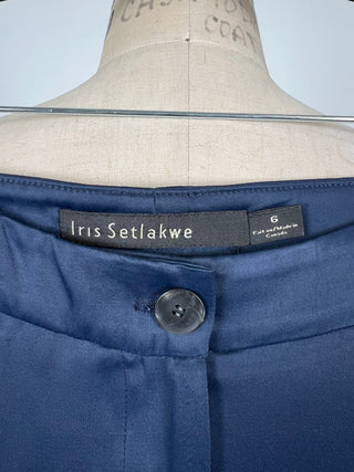 Navy Satin High Waisted Pants (4+6)