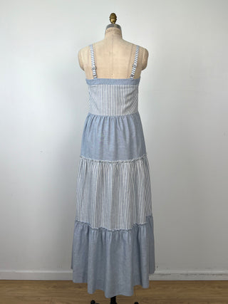 Robe à volant façon denim chambray (6)