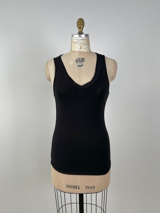 Black Bamboo V-Neck Top (XS)