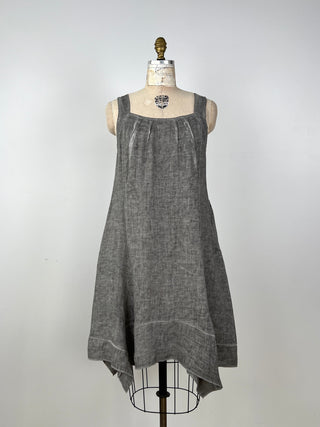 Robe évasée en lin gris fumée (M)