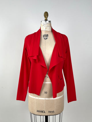 Blood Orange Microfiber Jacket with Floral Cutout (S)