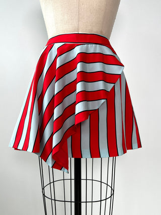 Red and sky blue striped silk skirt (10)