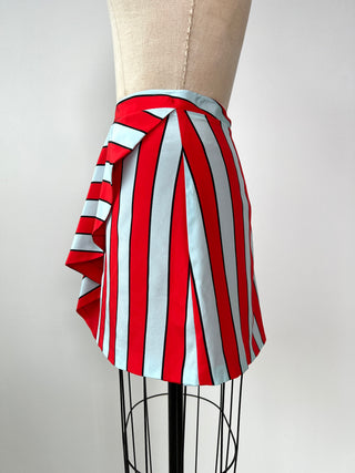 Red and sky blue striped silk skirt (10)