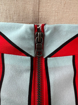 Red and sky blue striped silk skirt (10)