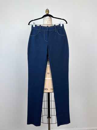 Pantalon cigarette stretch effet denim bleu  (S)