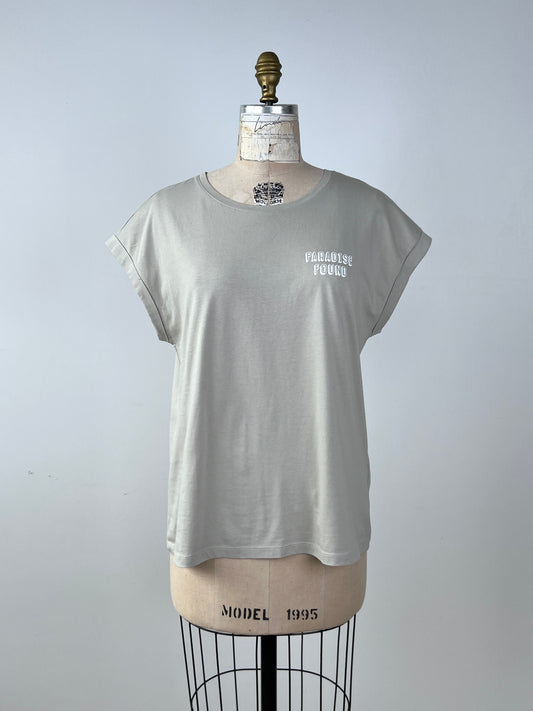 T-shirt gris argile "PARADISE FOUND" (10 et 14)