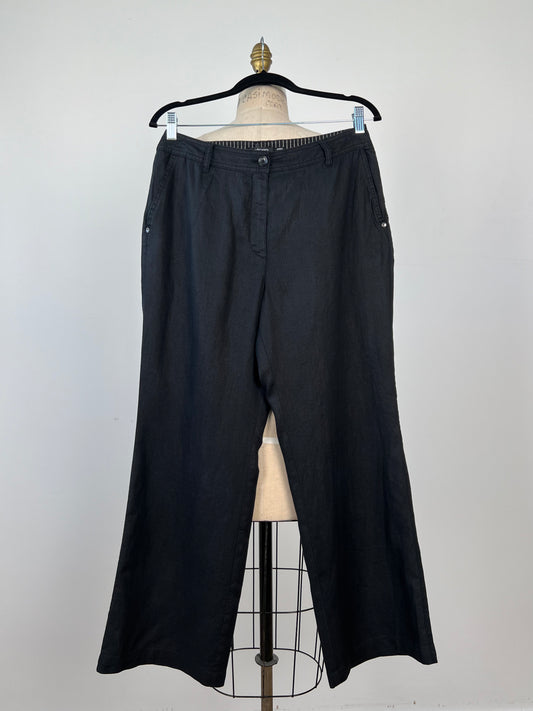 Pantalon droit en lin noir (M)