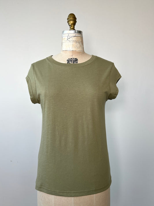 T-shirt en tissage tramé vert olive  (S)