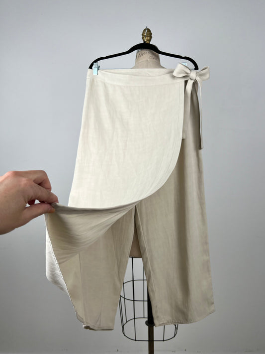 Pantalon écourté à pan de jupe mastic (XL)