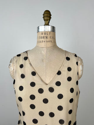 Sand chiffon top with black polka dots (0+2)