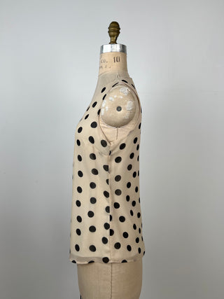 Sand chiffon top with black polka dots (0+2)