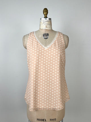 Cream speckled powder pink chiffon top (8)