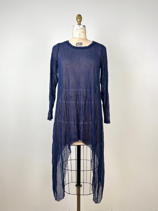 Navy tulle tunic with scarf cut (S)