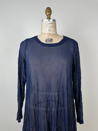 Navy tulle tunic with scarf cut (S)