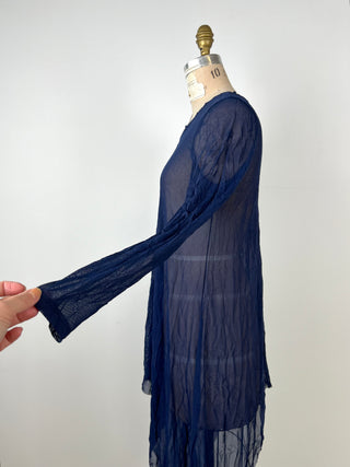 Navy tulle tunic with scarf cut (S)