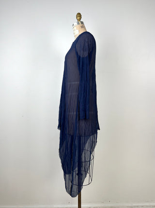 Navy tulle tunic with scarf cut (S)