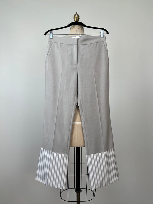 Pantalon tailleur gris à revers contrastants (S)