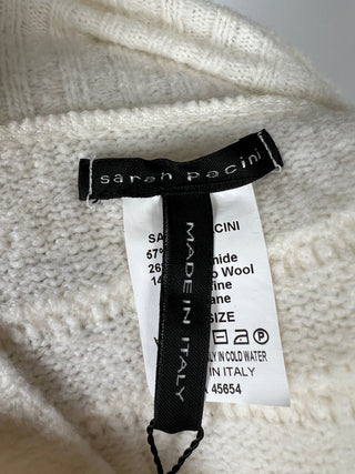 Poncho en tricot à côtes chenille vanille (TU)