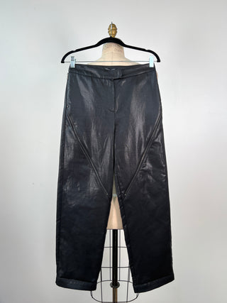 Pantalon noir métallique à fermetures éclair déco (XS/S)