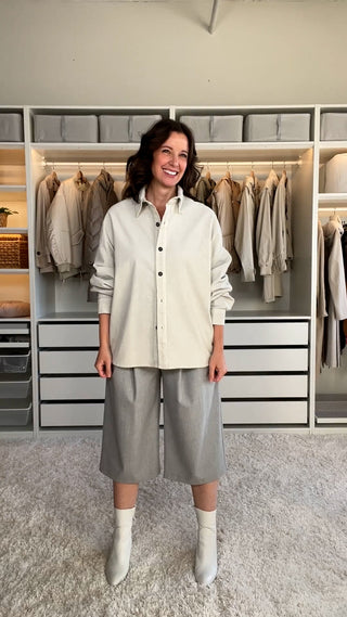 Chemisier en velours milleraies blanc azuré (M)