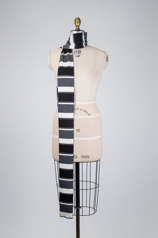 Black, cream, and grey striped scarf (OS)