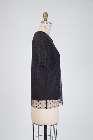 Black plumetis overlay T-shirt (4-6-10)