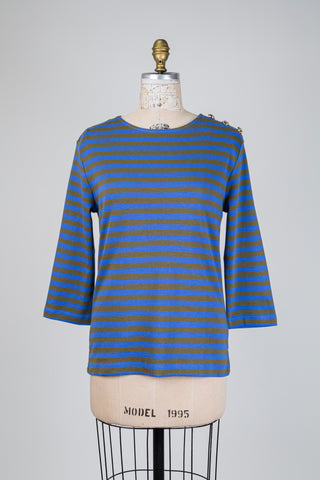 Blue and Khaki Striped Sweater (4-6-10)