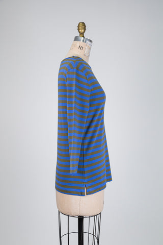 Blue and Khaki Striped Sweater (4-6-10)