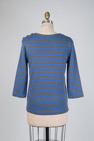 Blue and Khaki Striped Sweater (4-6-10)