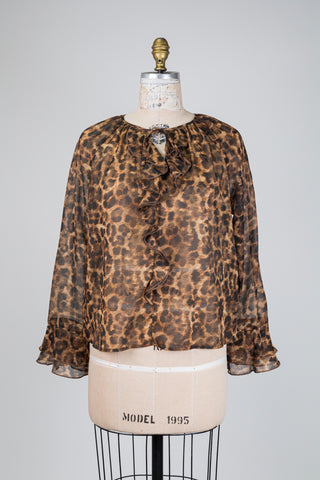 Leopard print ruffle blouse (4 to 12)