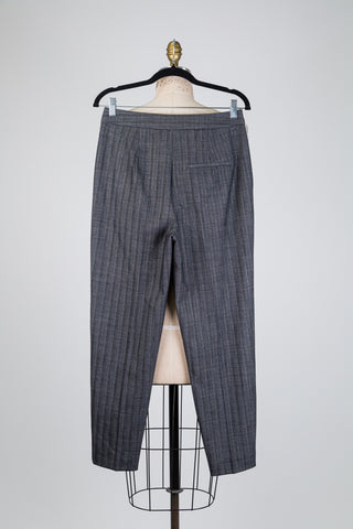 Pantalon cigarette gris à fines rayures dorées (6-8-12-14-16)