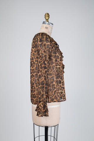 Leopard print ruffle blouse (4 to 12)
