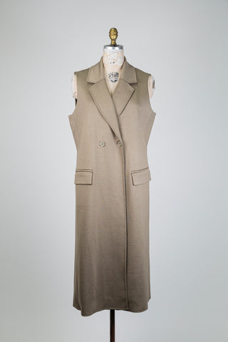 Veste sans manches grège minéral façon blazer (14+16)